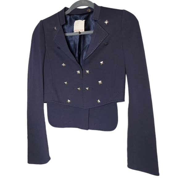Rebecca Taylor ponte tuxedo navy studded blazer. - Picture 11 of 17